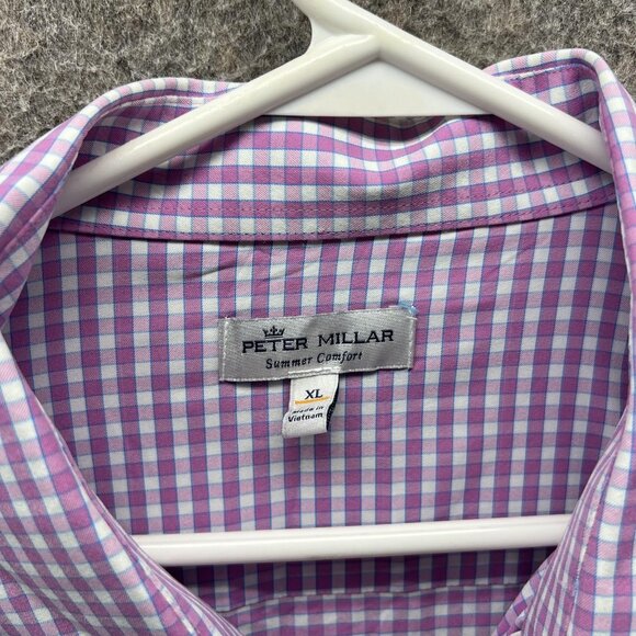 Peter Millar Shirt Mens XL Purple Check Summer Comfort Performance Golf - Picture 7 of 10